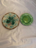 Pair Majolica Plates 1 Marked Faiancas Belo - thumbnail 1 of 9