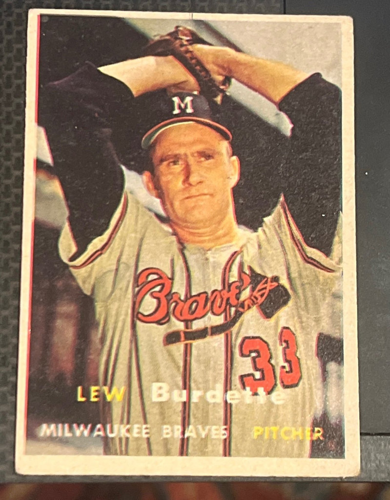 1957 Topps Baseball Card #208 Lou Bourdette Braves - image 1 of 2
