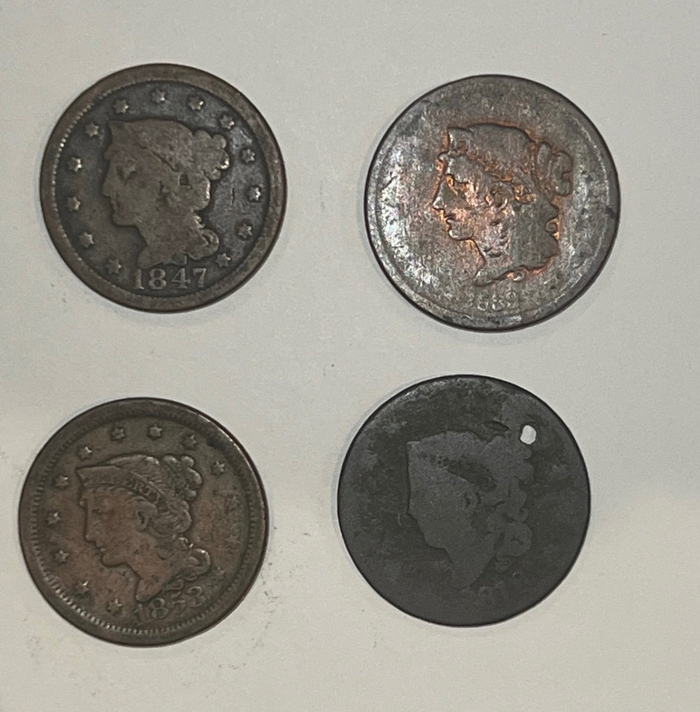 Lot of 4 mid-1900s large copper cents - image 2 of 2