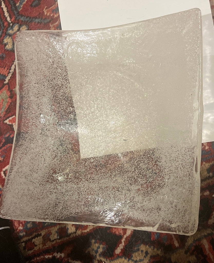 Blown Leaded Frosted Art Glass Square Bowl - image 6 of 7