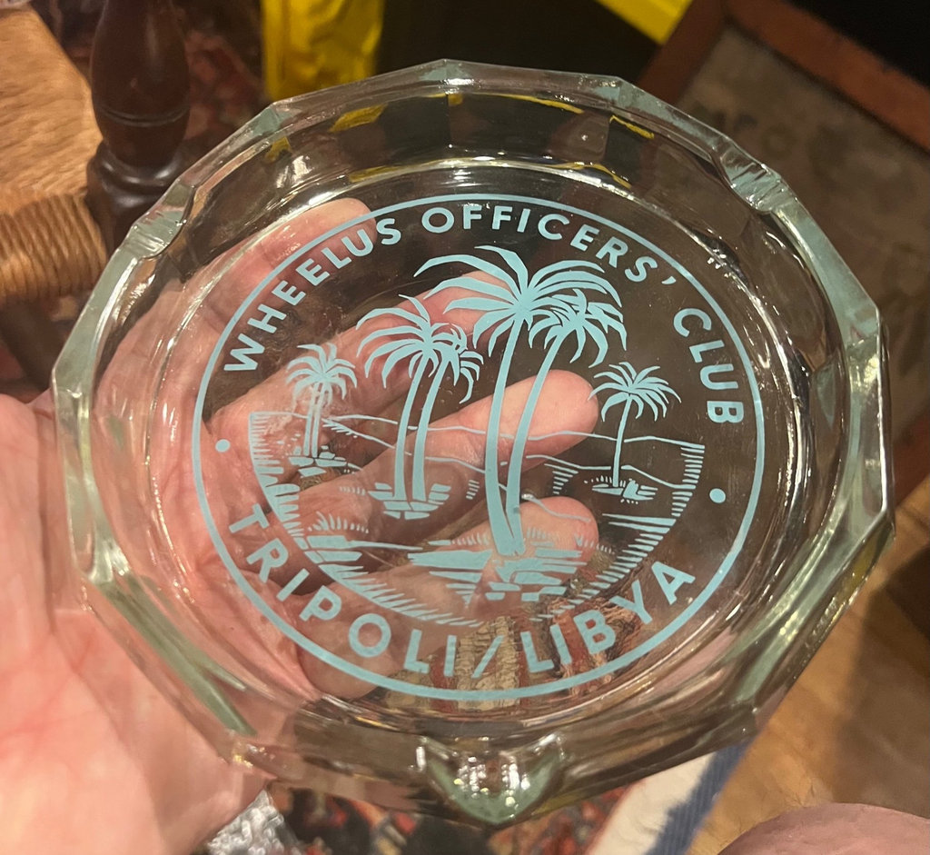 Wheelus US Army Airbase Tripoli Lybia Painted Glass Ashtray - image 2 of 3
