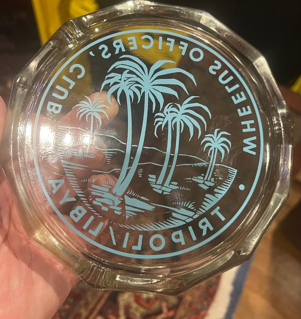 Wheelus US Army Airbase Tripoli Lybia Painted Glass Ashtray - image 1 of 3