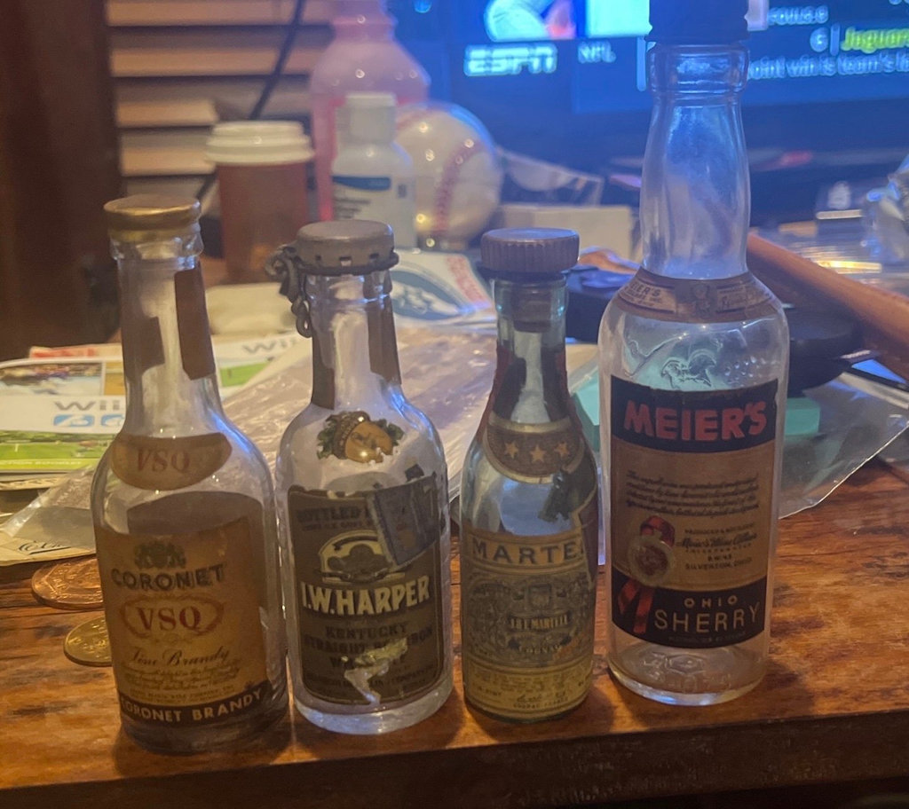 Four 1920’s Mini Whiskey Bottles Iw Harper And Others - image 5 of 6