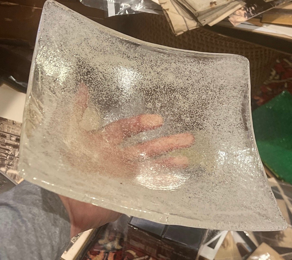 Blown Leaded Frosted Art Glass Square Bowl - image 5 of 7