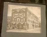 Cabinet Photo Holiday decorated small city building and general store about 1900 American flags - thumbnail 1 of 5