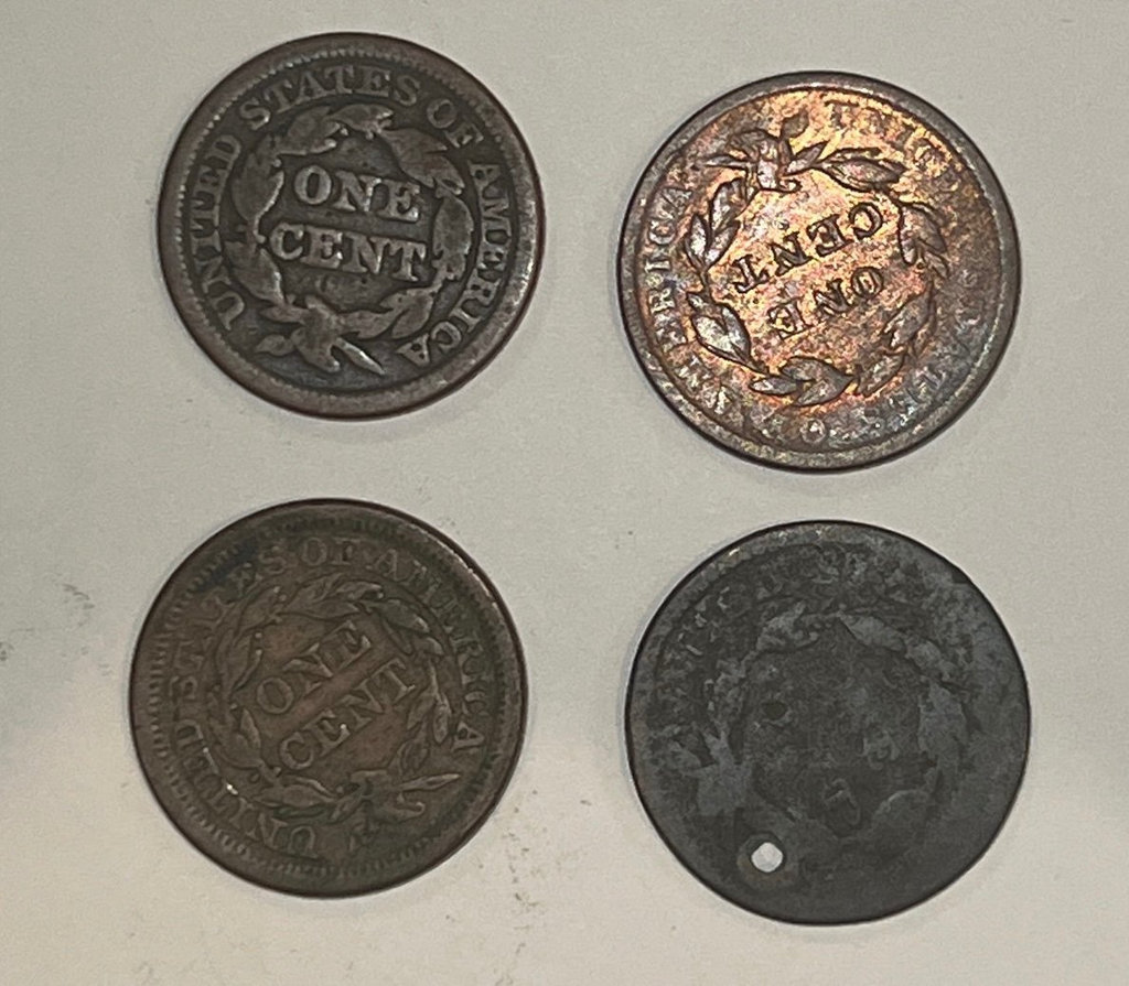 Lot of 4 mid-1900s large copper cents - image 1 of 2