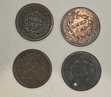 Lot of 4 mid-1900s large copper cents - thumbnail 1 of 2