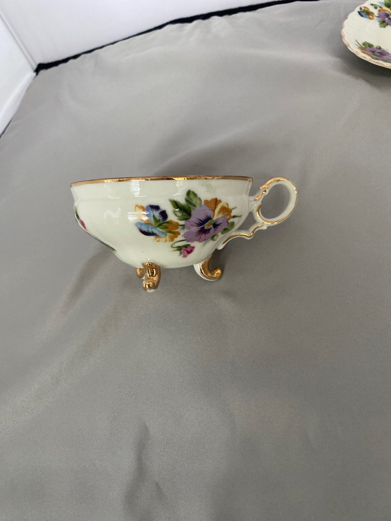 Hall China Saucer, Pansy Footed Teacup and Saucer, Small Dish - image 6 of 14