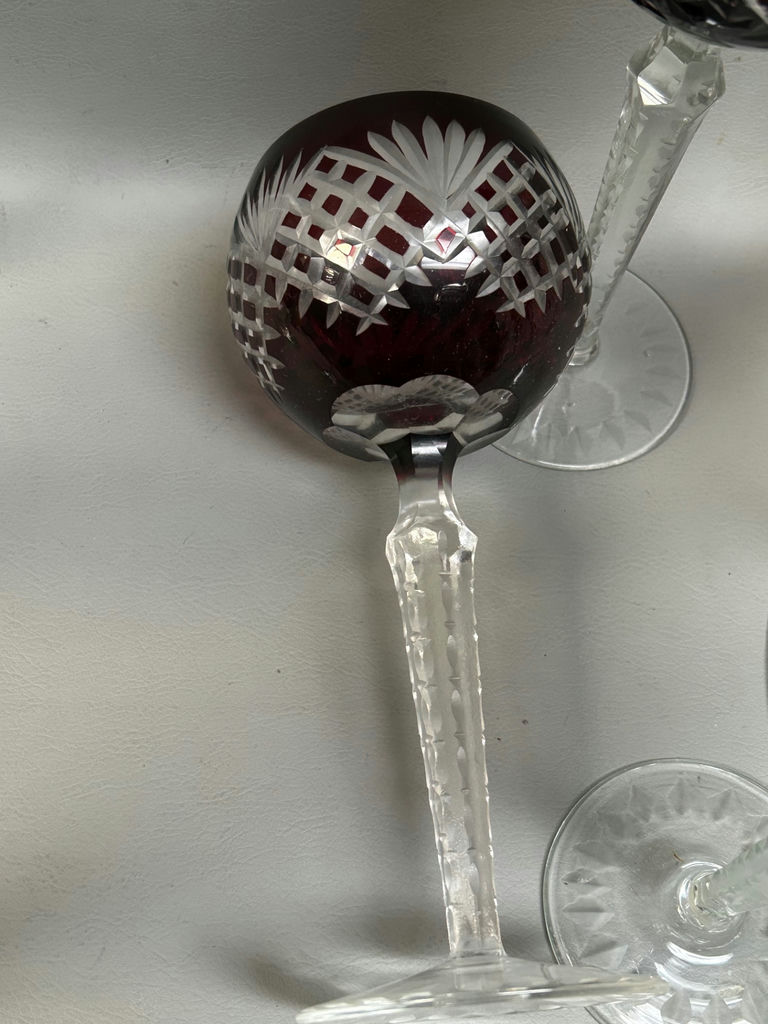 Vintage Romanian Cut Crystal Stem Goblets - image 7 of 10