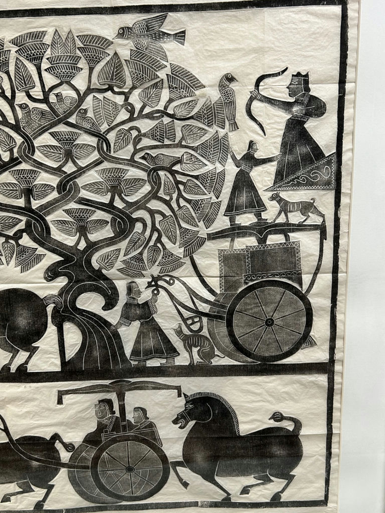 Oriental Temple Rubbing Ink on Paper - image 3 of 6