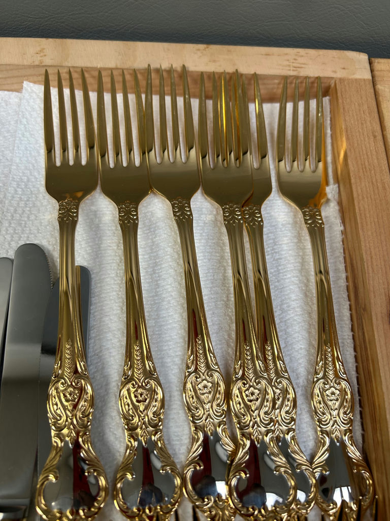 German BMF Mann Im Mond Gold Wash Flatware - image 8 of 15