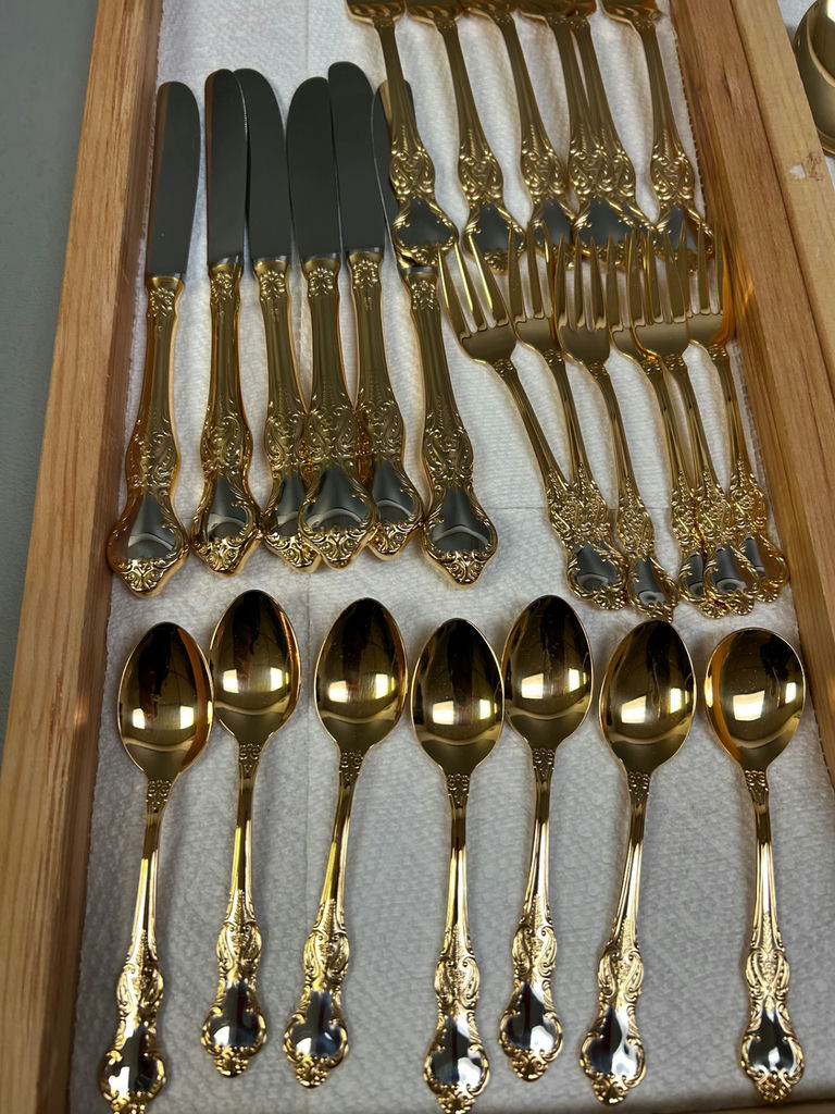 German BMF Mann Im Mond Gold Wash Flatware  - image 5 of 15