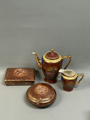 German Dresser Boxes, Teapot and Creamer  - Image 1 of 10