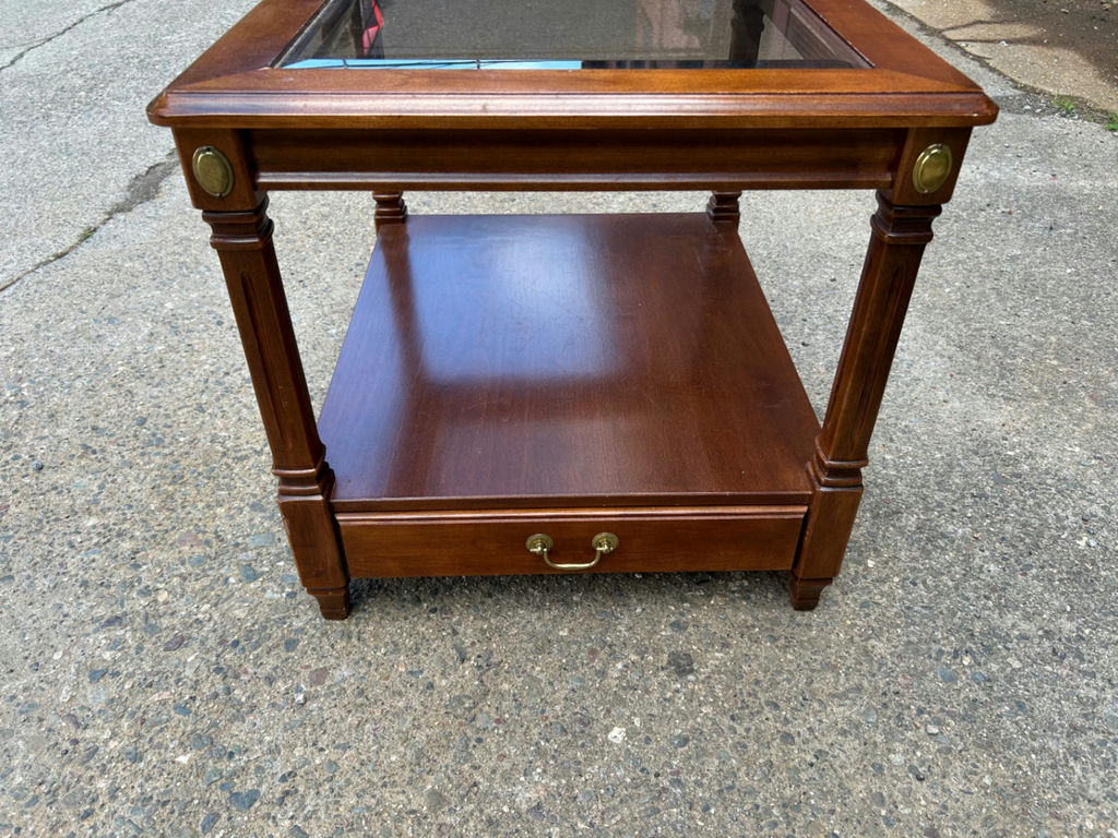 Vintage Glass Top One Drawer End Table - image 3 of 7
