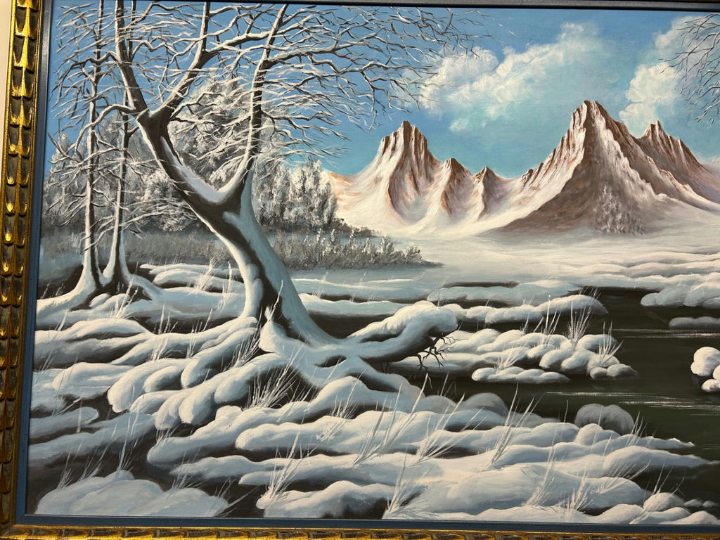 Melting Snow River Landscape Oil on Canvas - image 5 of 6