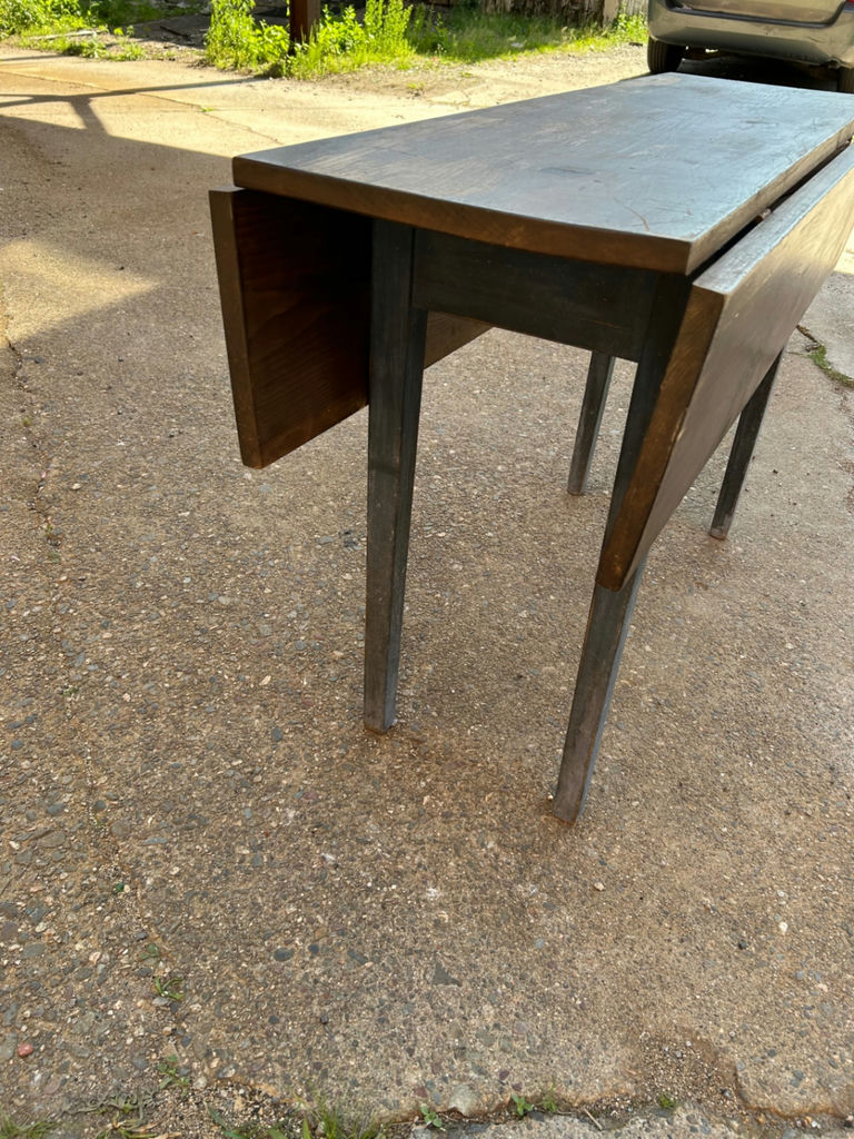  Vintage Drop Leaf Dining Table with Old Blue Paint  - image 6 of 8
