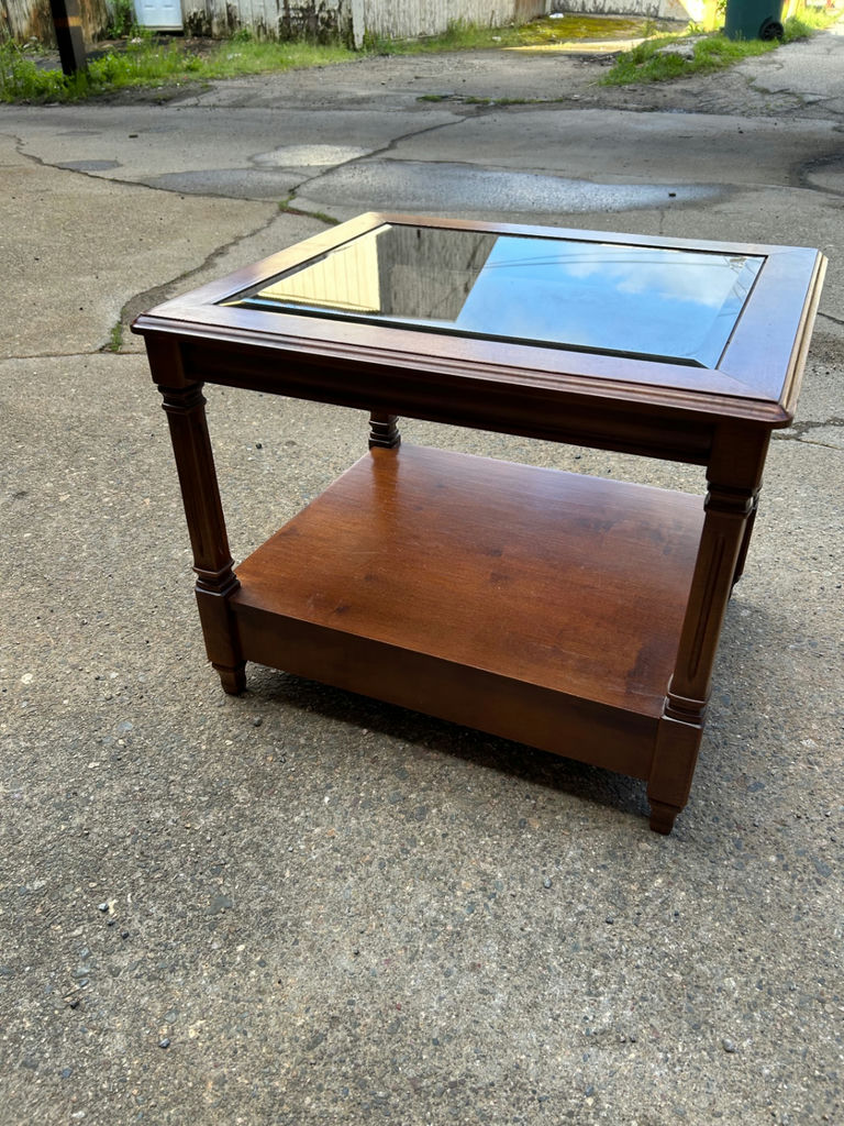 Vintage Glass Top One Drawer End Table  - image 6 of 7