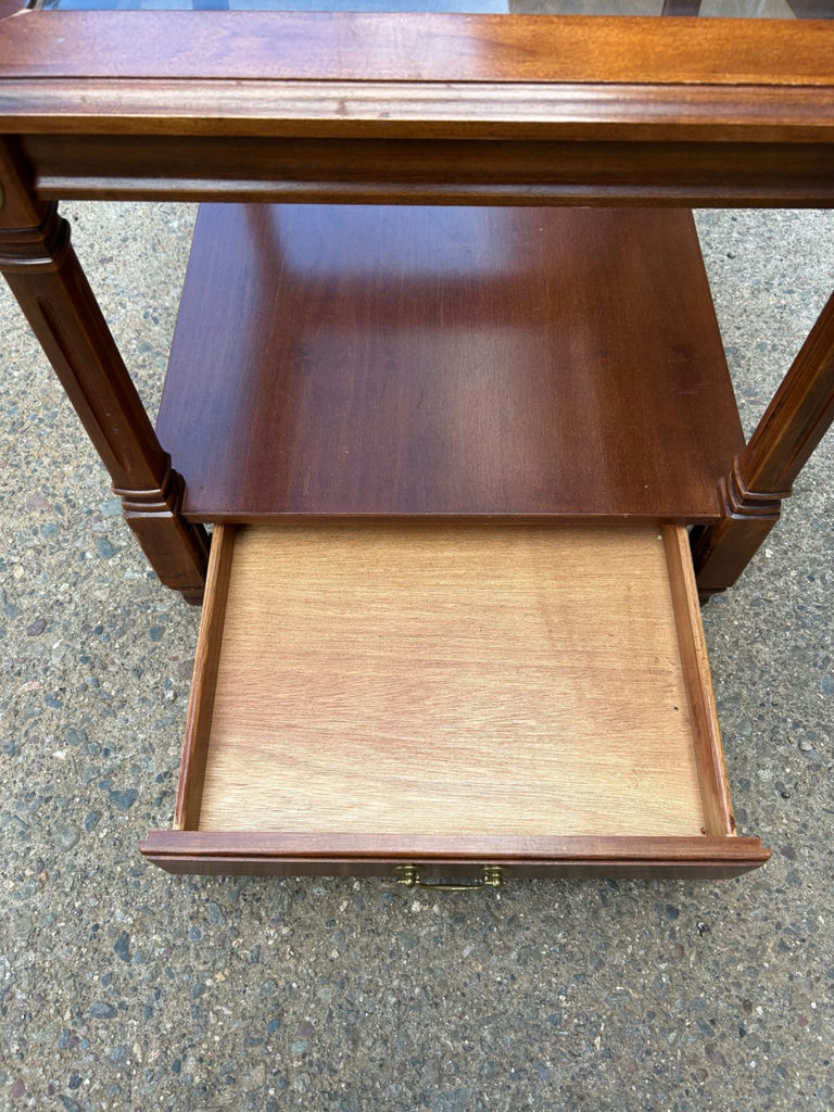 Vintage Glass Top One Drawer End Table - image 2 of 7