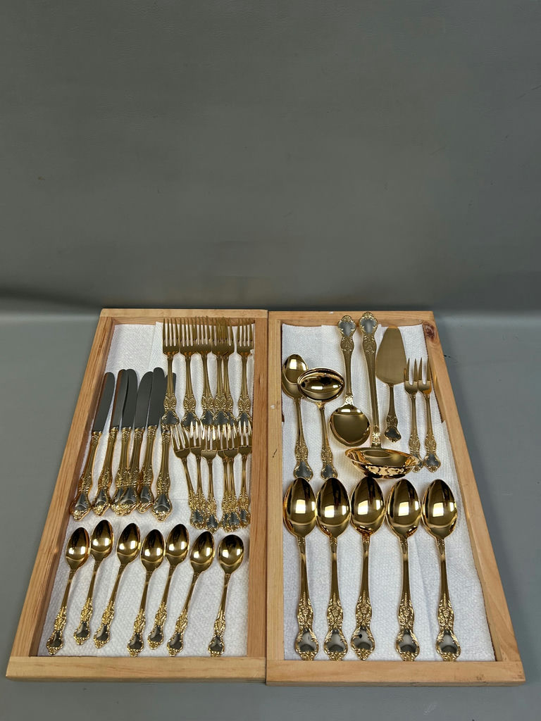 German BMF Mann Im Mond Gold Wash Flatware - image 2 of 15