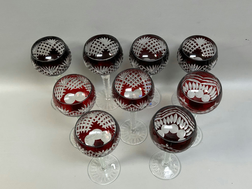 Vintage Romanian Cut Crystal Stem Goblets - image 3 of 10