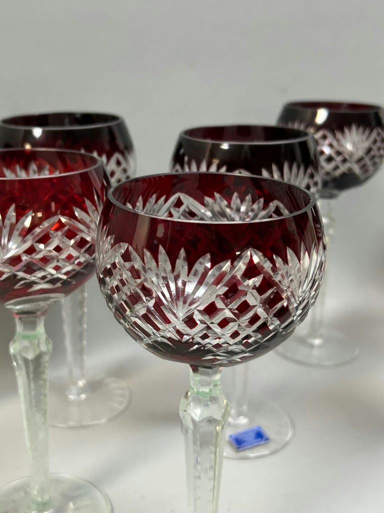 Vintage Romanian Cut Crystal Stem Goblets - image 4 of 10