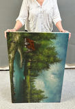 Old Cottage Landscape River Oil on Canvas - thumbnail 3 of 7