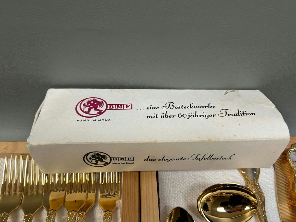 German BMF Mann Im Mond Gold Wash Flatware  - image 14 of 15
