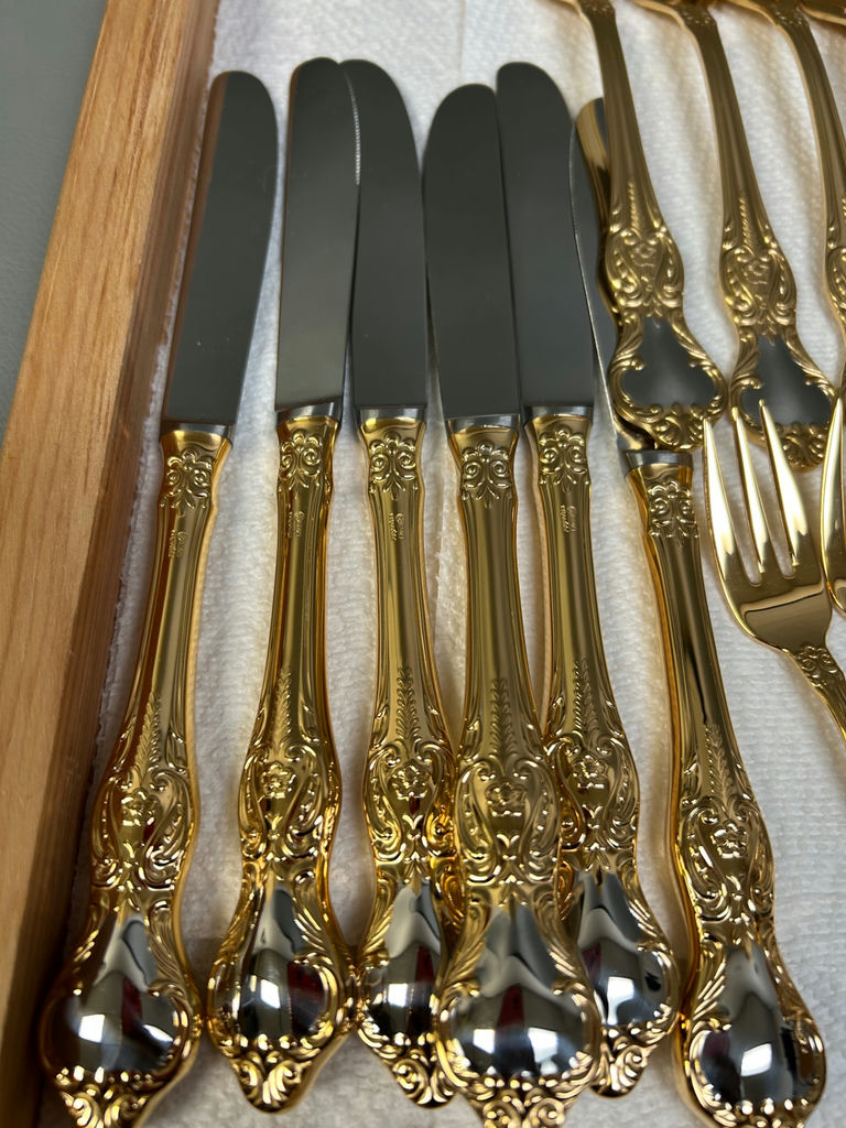 German BMF Mann Im Mond Gold Wash Flatware  - image 4 of 15
