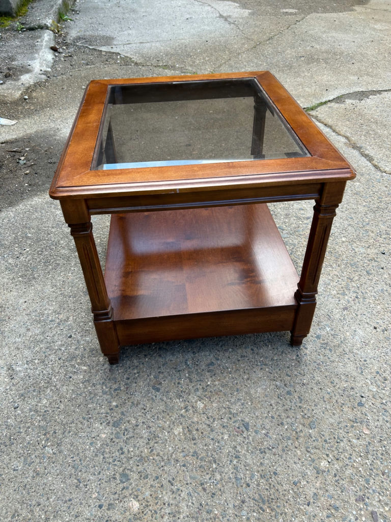 Vintage Glass Top One Drawer End Table  - image 7 of 7