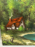 Old Cottage Landscape River Oil on Canvas - thumbnail 4 of 7