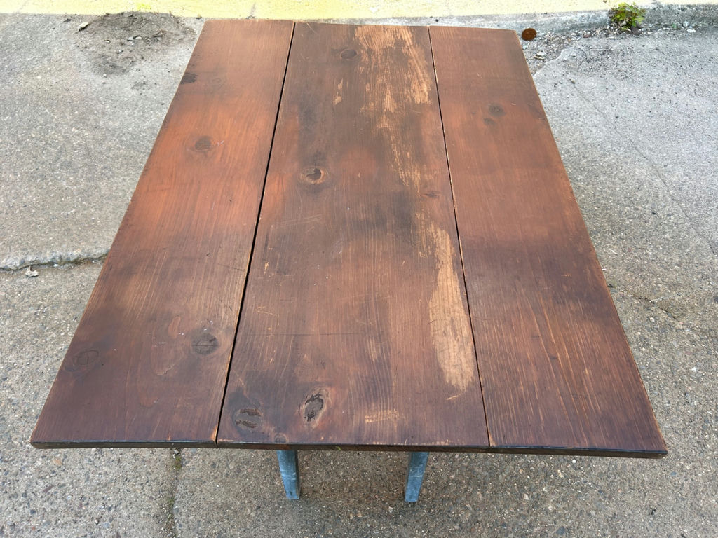 Vintage Drop Leaf Dining Table with Old Blue Paint - image 7 of 8