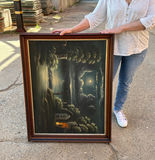 Primitive Moonlight Landscape Oil on Canvas  - thumbnail 2 of 7