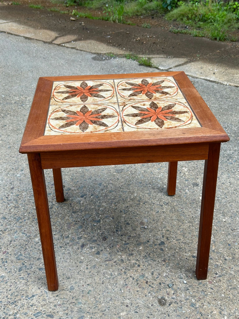 Mid-Century Tile Top End Table Made in Denmark  - image 6 of 8