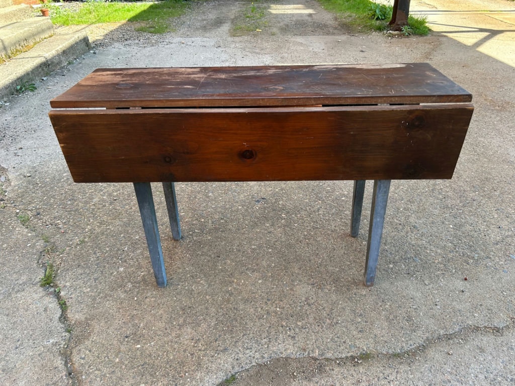  Vintage Drop Leaf Dining Table with Old Blue Paint  - image 8 of 8