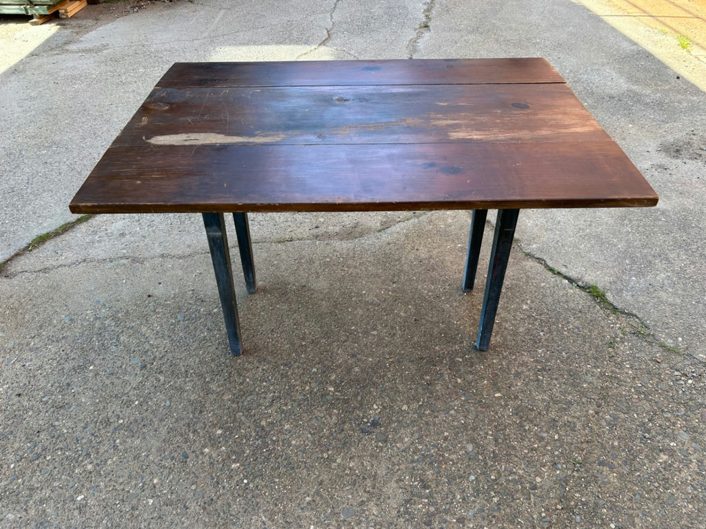 Vintage Drop Leaf Dining Table with Old Blue Paint - image 3 of 8