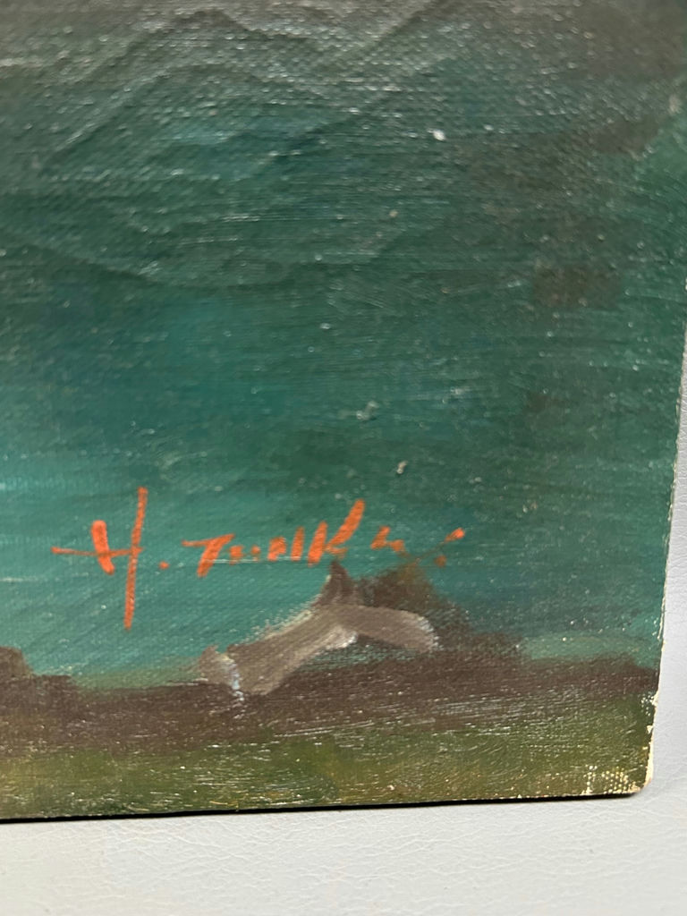 Old Cottage Landscape River Oil on Canvas - image 2 of 7