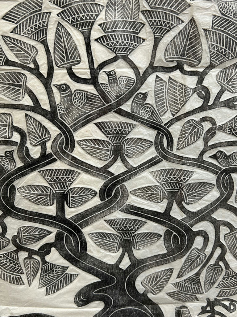 Oriental Temple Rubbing Ink on Paper - image 5 of 6