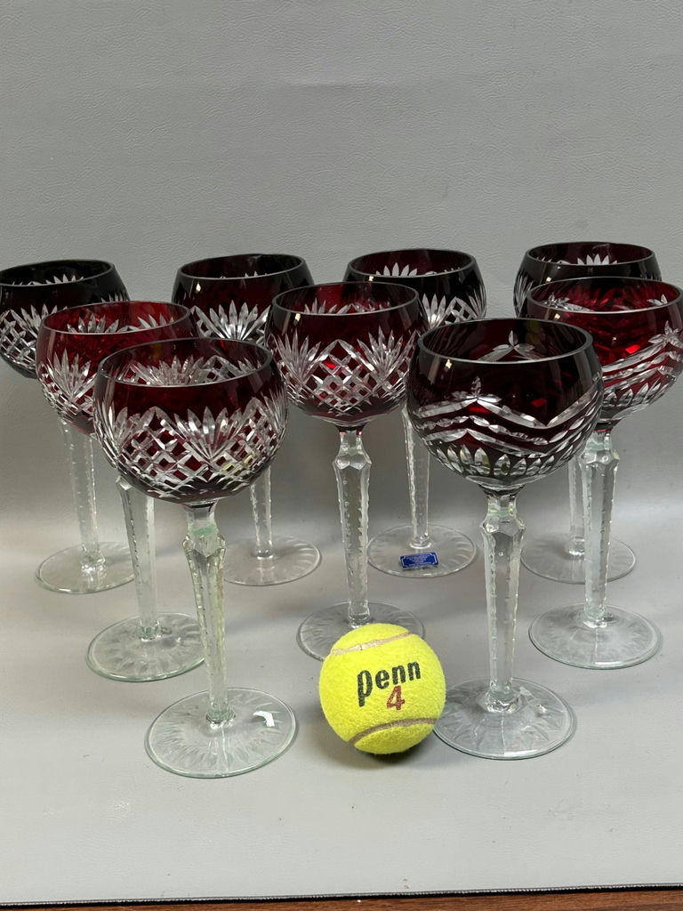 Vintage Romanian Cut Crystal Stem Goblets - image 5 of 10
