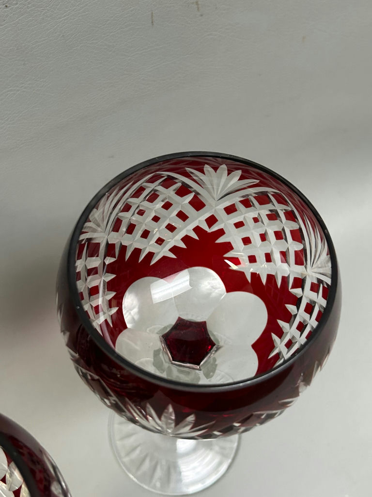 Vintage Romanian Cut Crystal Stem Goblets - image 9 of 10