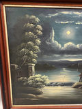 Primitive Moonlight Landscape Oil on Canvas - thumbnail 4 of 7