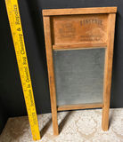 Vintage wooden washboard with ribbed metal scrubbing surface - thumbnail 2 of 2