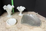 Hobnail Milk Glass and Hammered Alum. Tray - thumbnail 1 of 3
