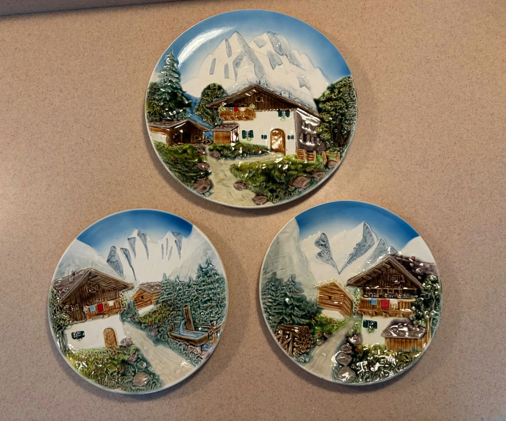 3 Western Germany Majolica Relief 3D Wall Plates - image 1 of 4