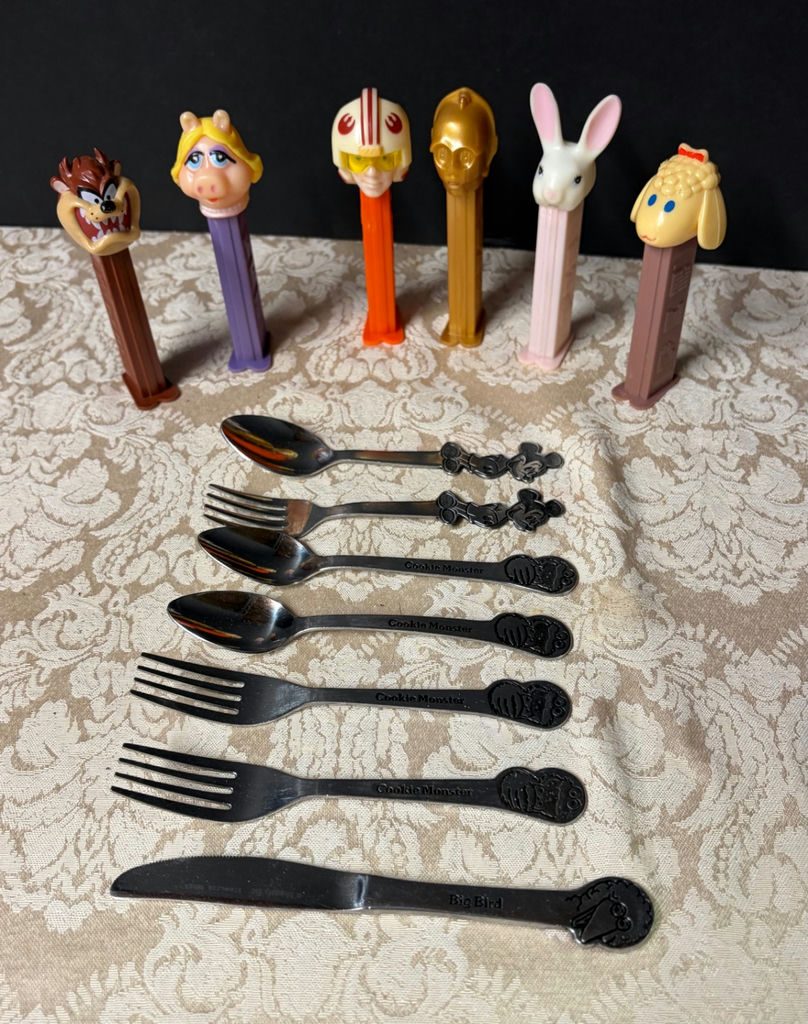 6 Vtg Pez Dispensers plus Child’s Dinnerware - image 1 of 5