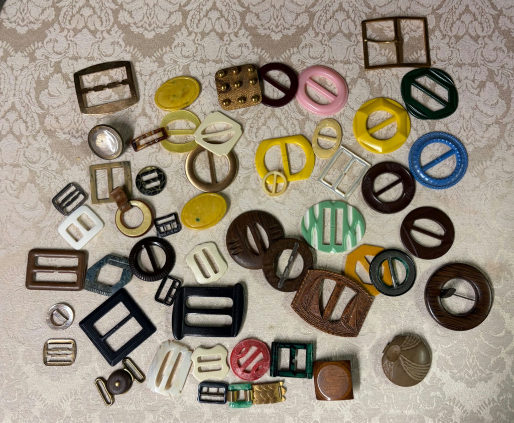 Collection of Vintage Belt Buckles and Clothing Fasteners - image 1 of 6