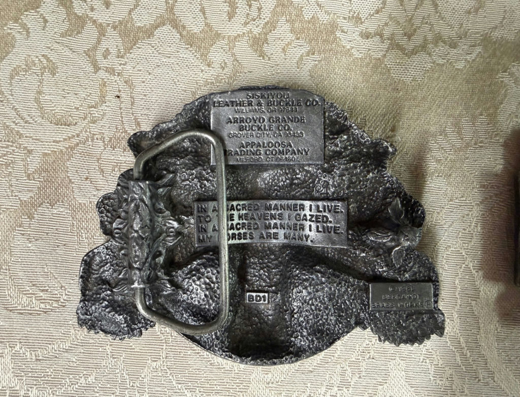 Two metal belt buckles with embossed designs - image 2 of 3