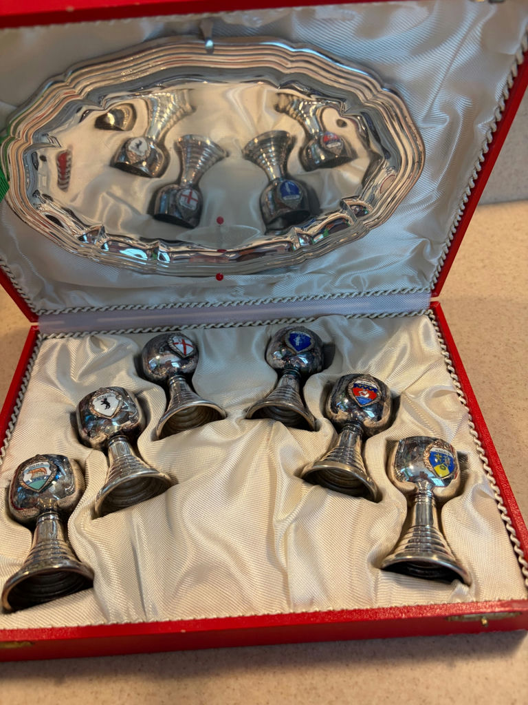 7-pc Vintage German Silver Plate Souvenir Cordial Set - image 1 of 2