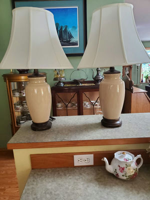 Pair of Tan Table Lamps - Image 1 of 7