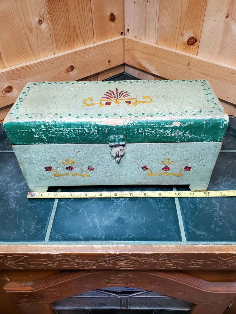 Small Antique Painted Wooden Box - image 1 of 9