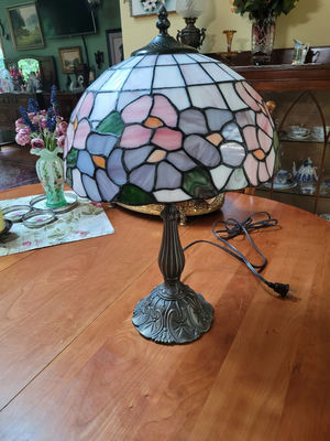 Stained Glass Floral Table Lamp - Image 1 of 5